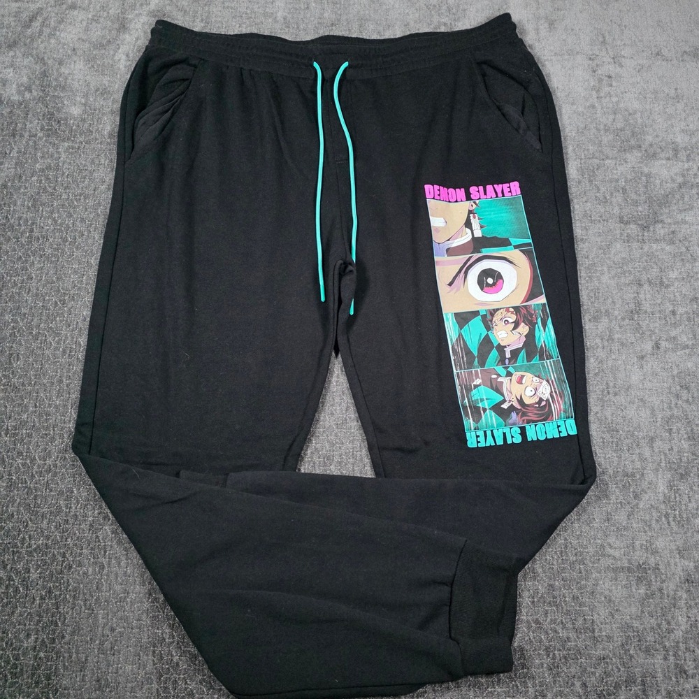 Demon Slayer Tanjiro Graphic Sweatpants Mens 3XL XXXL Black Joggers D41024AMWT